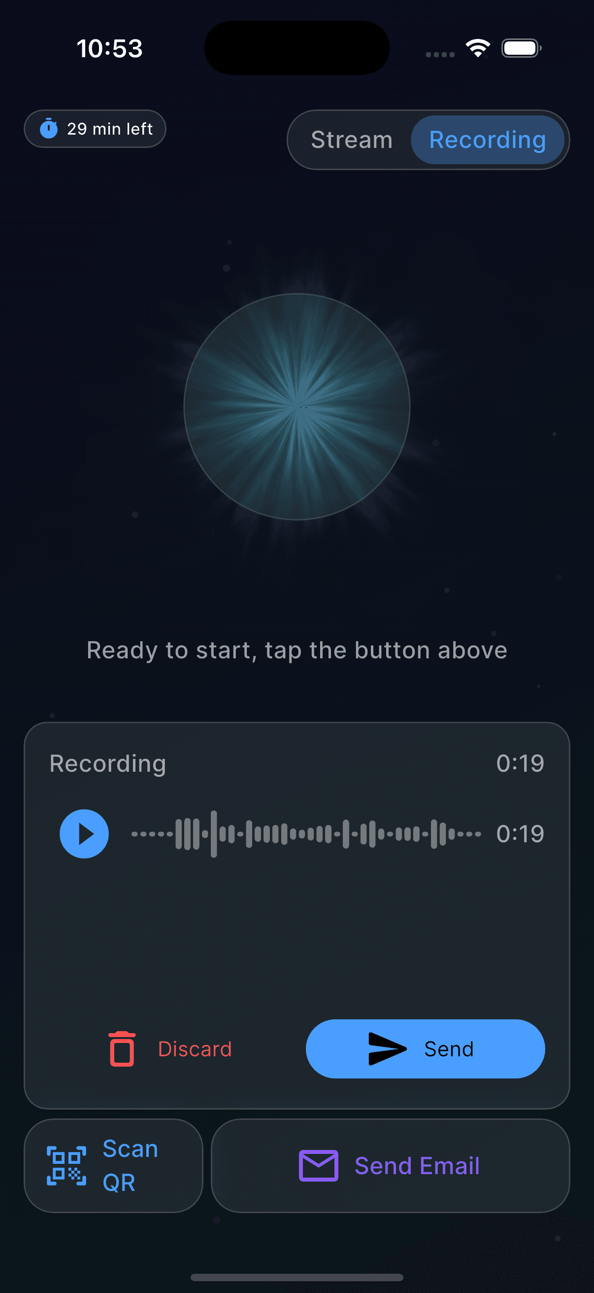 Recording with waveform screen